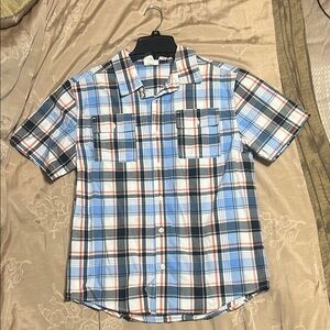 Carbon Blue and Black Button Down Shirt